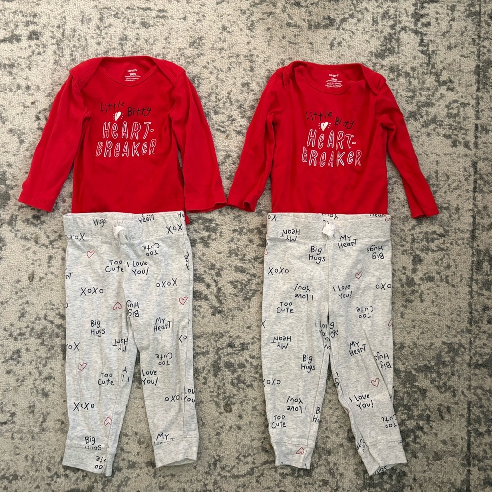 Twin Carter’s Valentines Outfit 18 mo